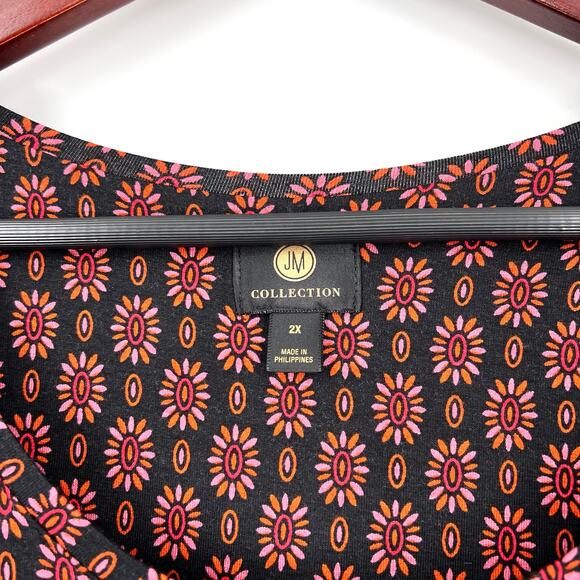 NEW NWT JM Collection Plus Size 2X Black Pink Stretchy Soft Blouse Shirt Top - Picture 3 of 7